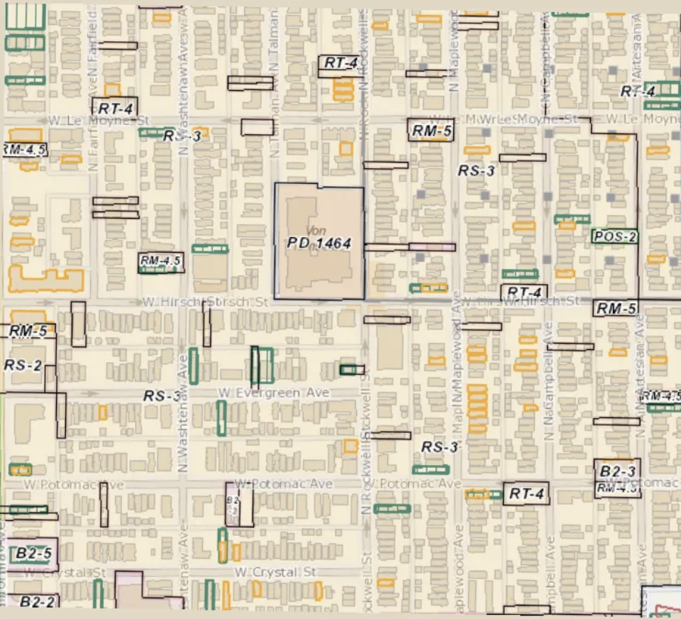 A zoning map of Humboldt Park. Chicago.