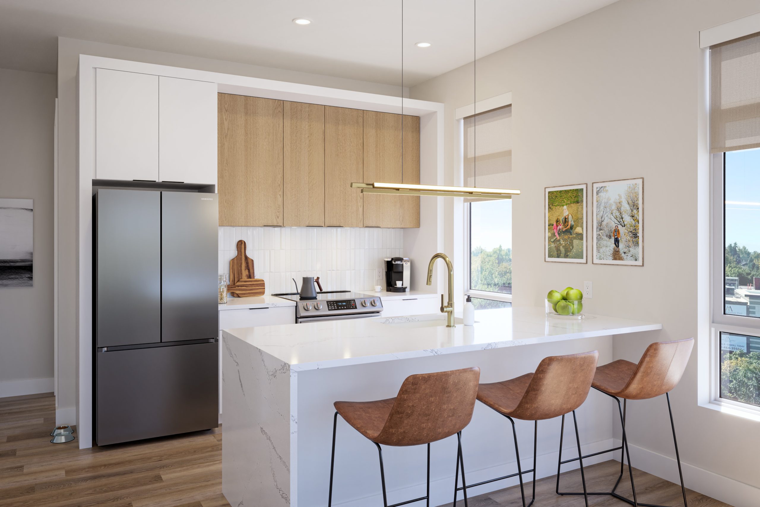 A kitchen at The Irwin, the newest luxury apartments in Berkeley, Denver.