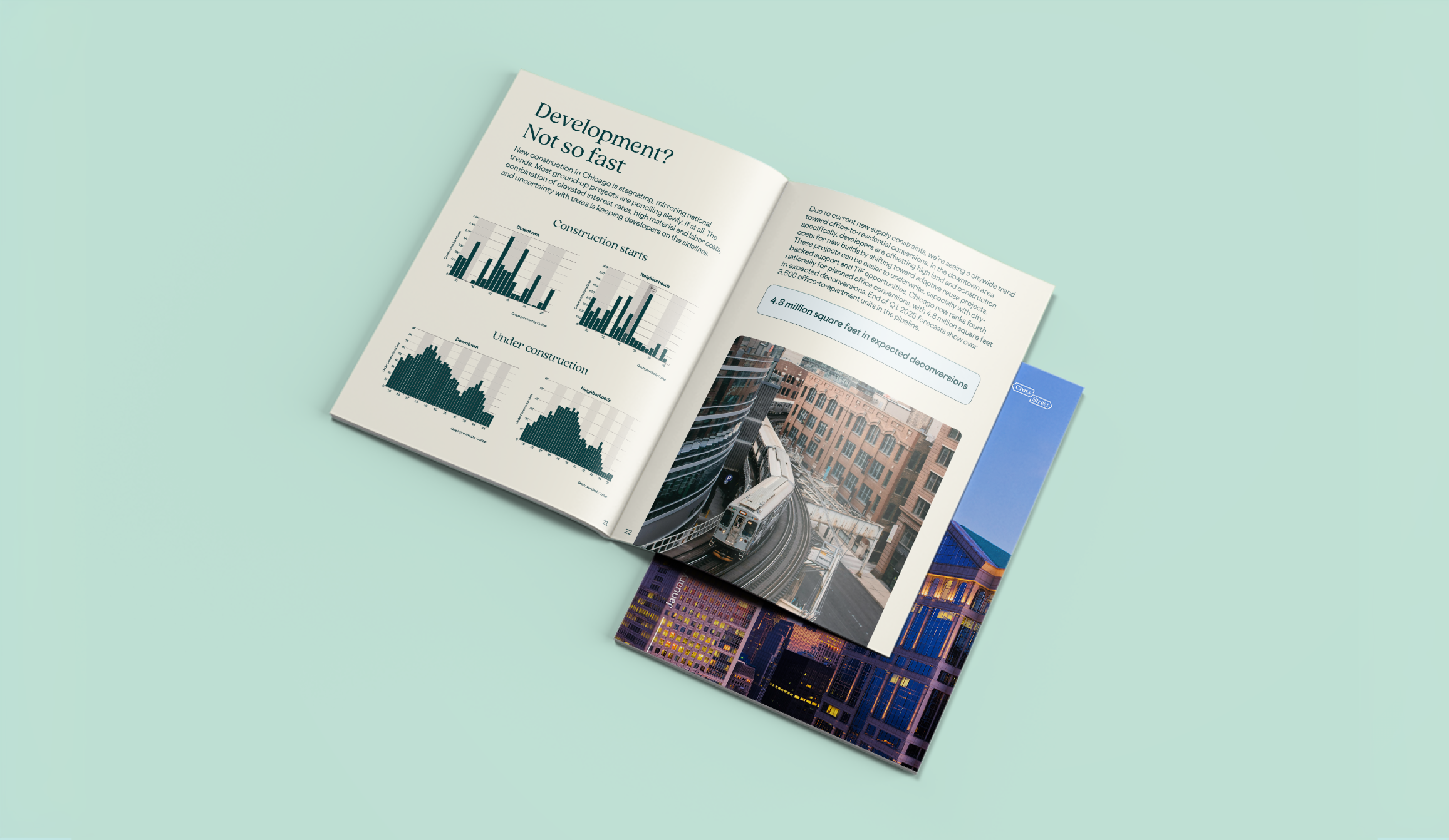 A Mockup of Cross Street's 2025 Chicago Multifamily Midyear Market Report.