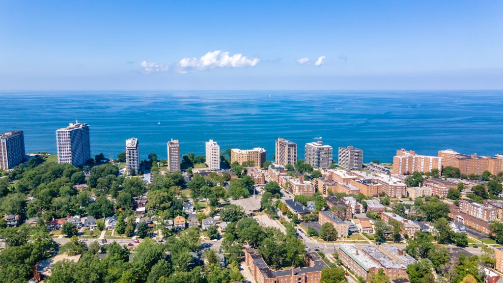 An aerial view of Lakewood Ohio